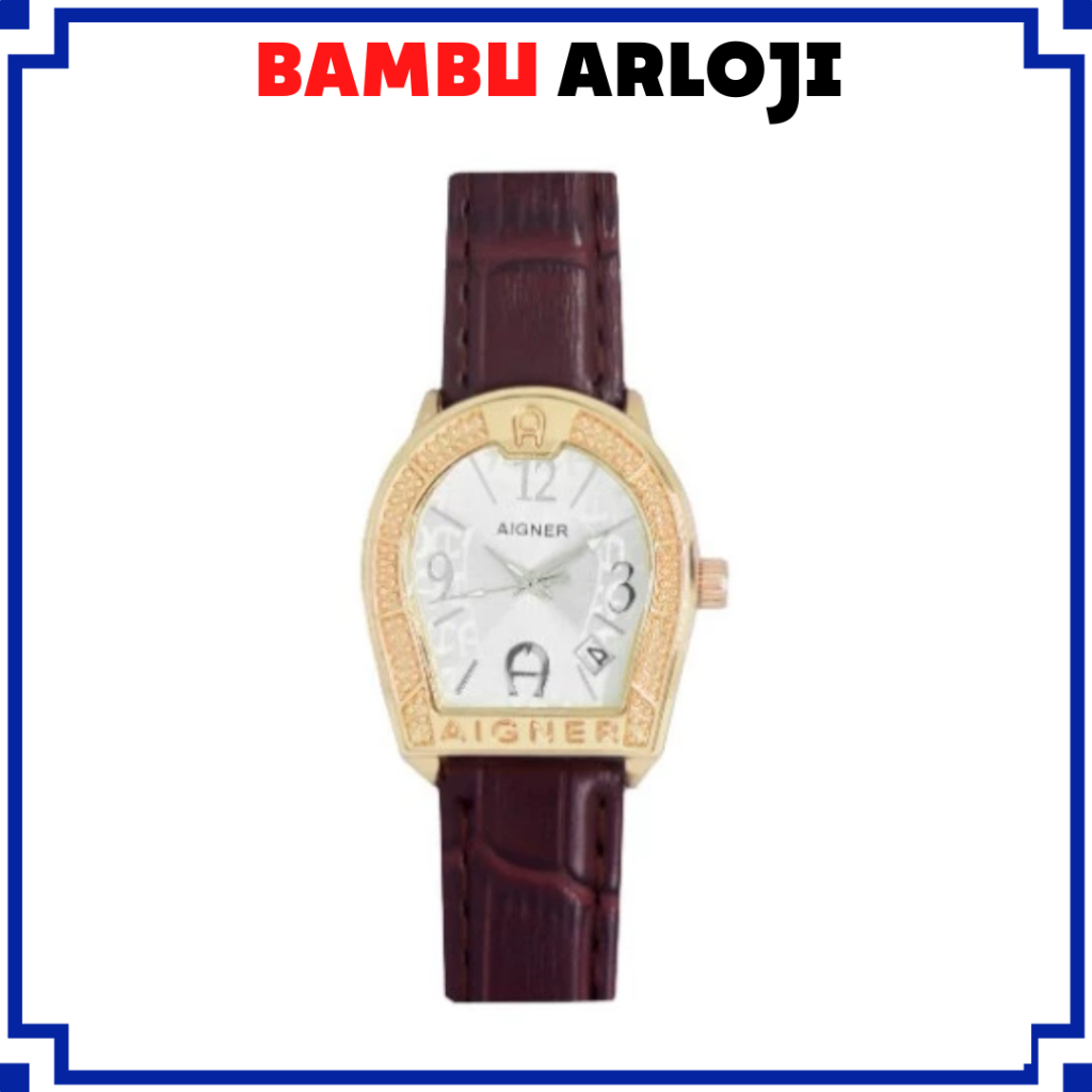 BAJ JAM TANGAN AIGNER LOGO LEATHER GROSIR ARLOJI FASHION MURAH PRIA WANITA AG027