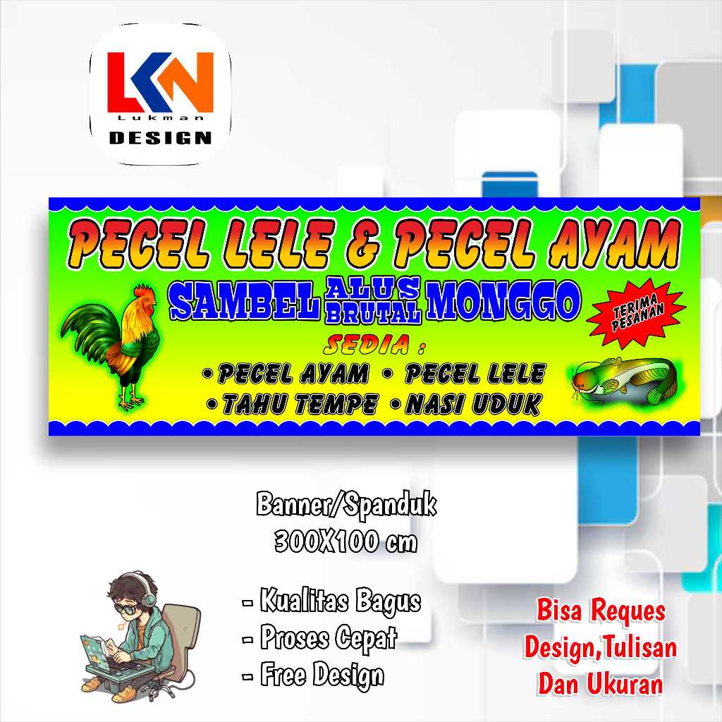 Spanduk Banner Pecel lele Seafood custom model g