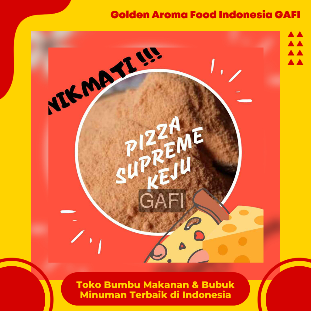 

GAFI Food Bumbu Tabur Rasa Pizza Supreme Keju 1 kg, Cheese Pizza Supreme Flavor Seasoning Powder 1kg