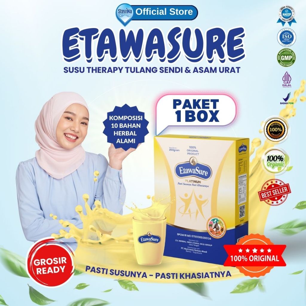 

Susu Etawasure – Susu Kambing Etawa 8 Bahan herbal alami kemasan 250gram/box - Susu Etawasure Untuk Nyeri Sendi dan Asam Urat Cocok untuk pegal linu - Susu Etawasure untuk syaraf kejepit dan osteoporosis - Susu Etawasure Resmi BPOM