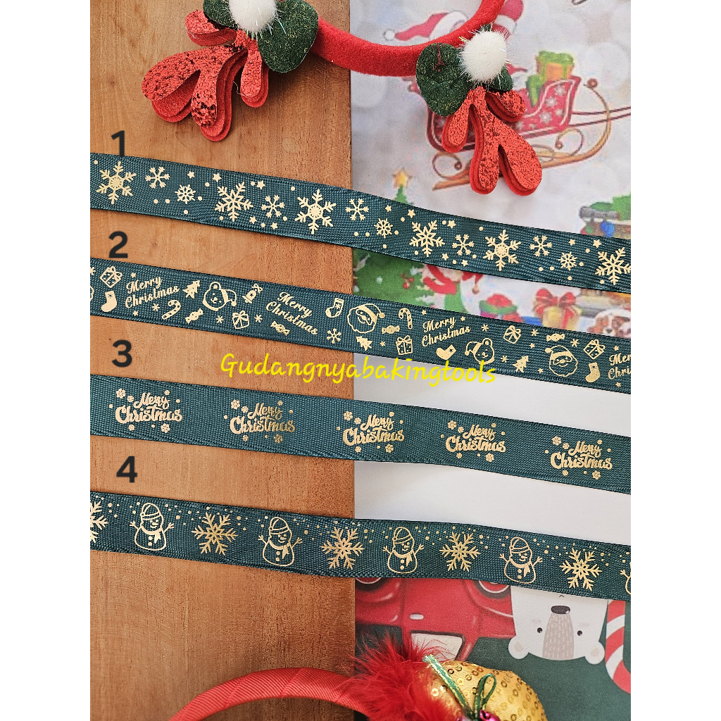 

PITA NATAL GROSGRAIN HAMPERS RIBBON CHRISTMAS GREEN 25YARD (+/- 20M) 2,5CM, IMPORT