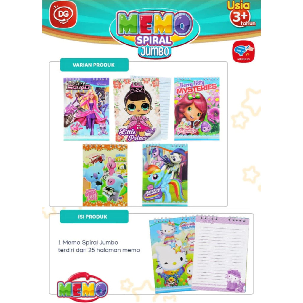 

Isi 25 pcs Memo Spiral Jumbo Buku Notes Memo Mainan Anak Jadul Zaman Dulu Edukatif Viral Murah Terjangkau Trendi Toys