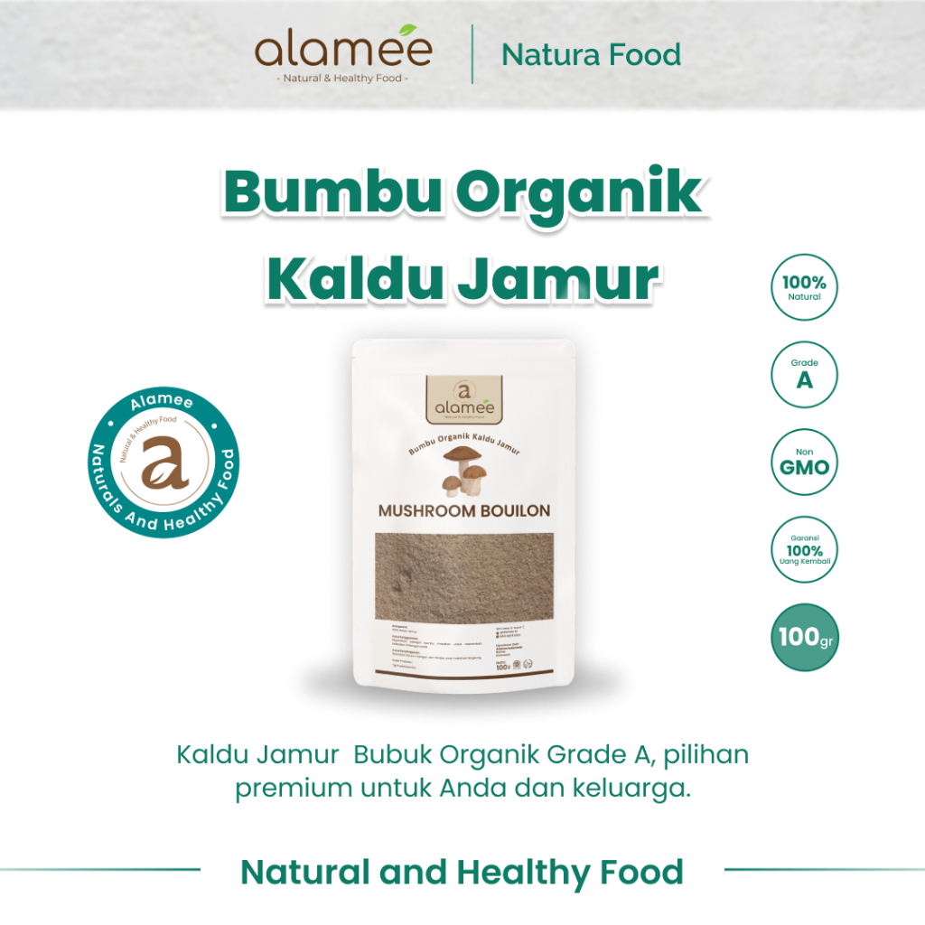 

ALAMEE Bubuk Kaldu Jamur NON MSG Bumbu Dapur Spice Mushroom Powder Seasoning 100gr