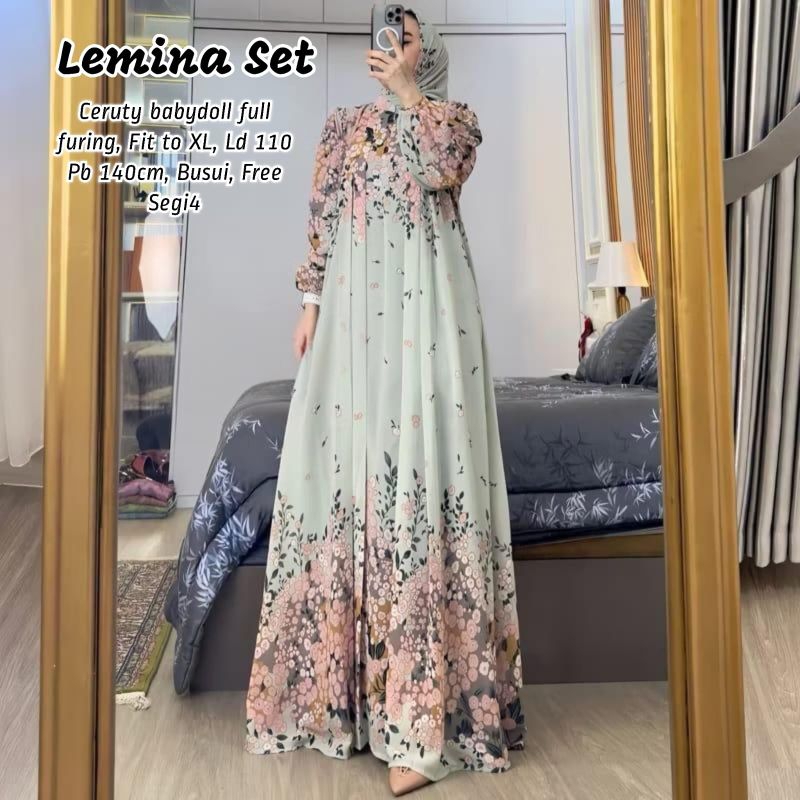 READY SIAP KIRIM LEMINA SET LABEL JASMINE TERBARU GAMIS MUSLIMAH WANITA TERMURAH