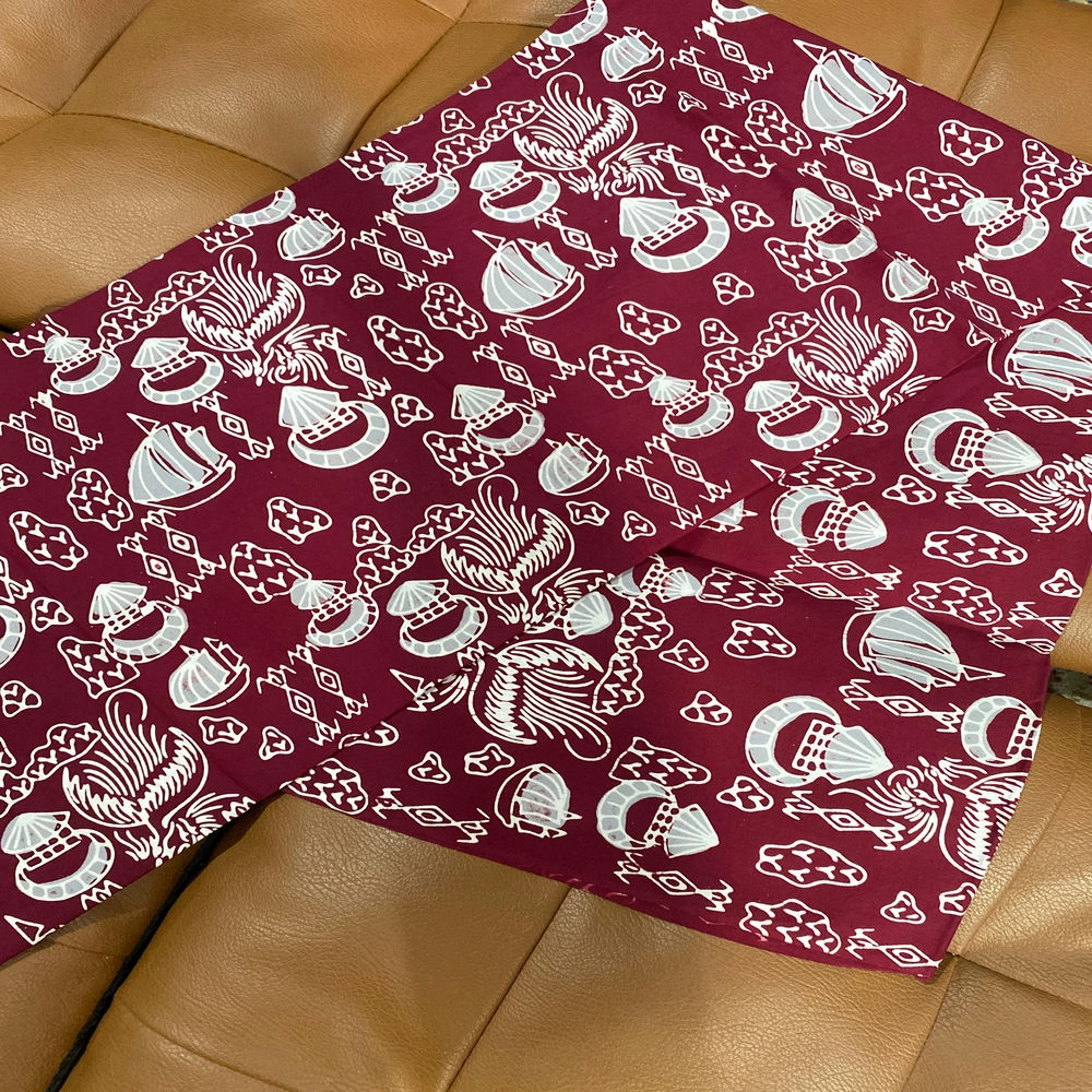 Kain Batik Katun Premium Cap-Tulis Maroon Abu