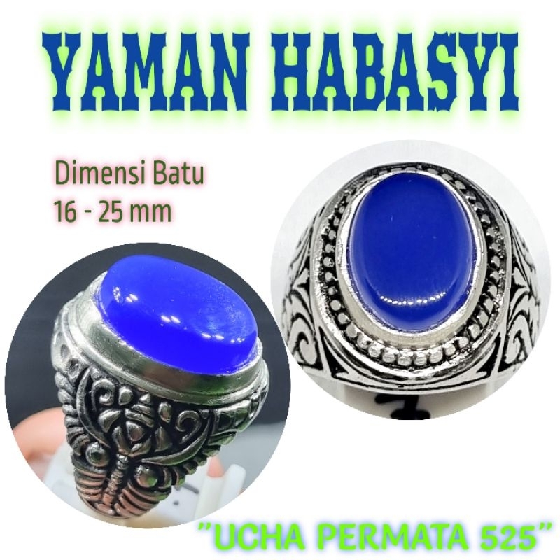 Cincin batu yaman biru kristal asli original yahman / yahmani / habasy / ahmer