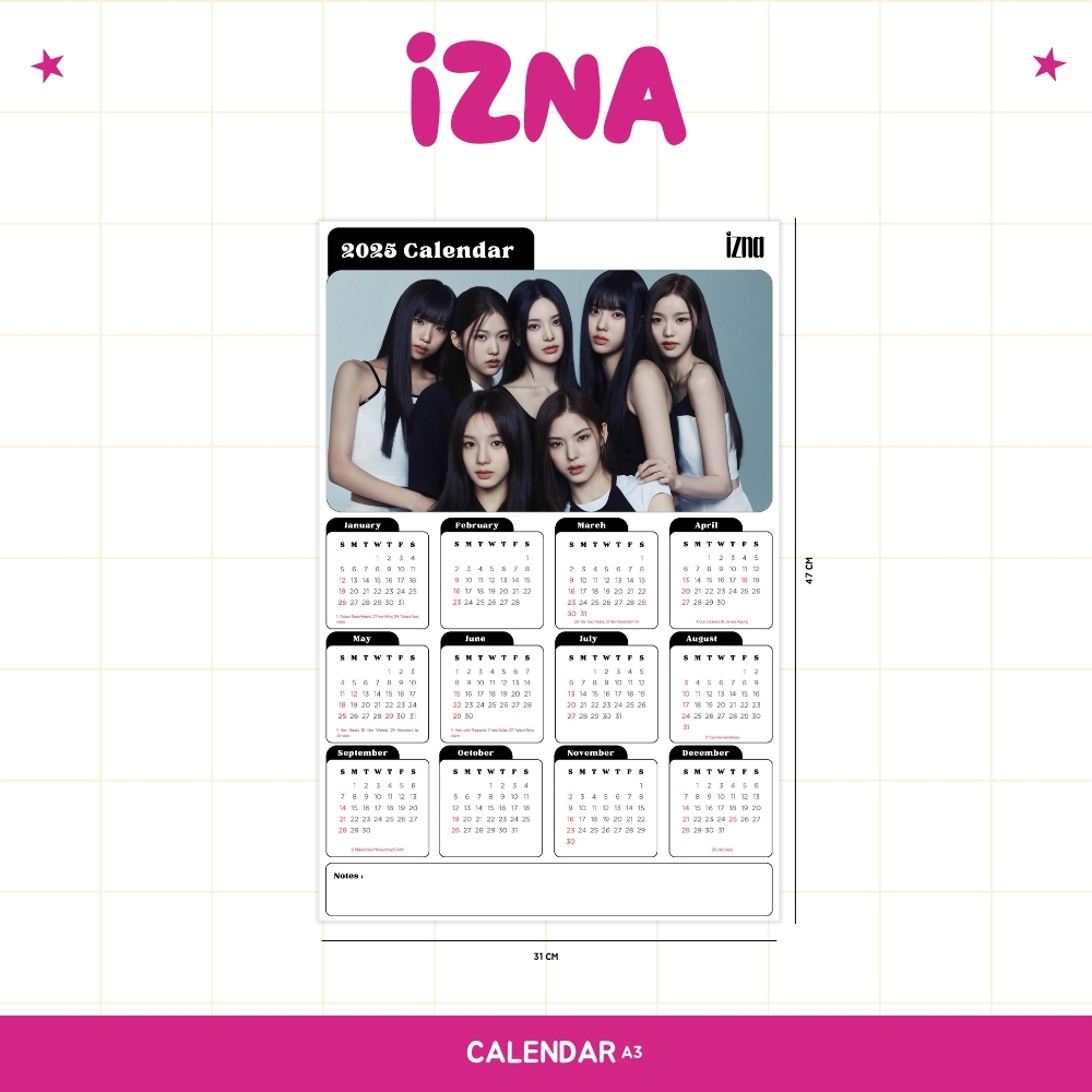 

2025 KALENDER IZNA KPOP + LAMINASI 2SISI BIDAM IDOL KOREA BIAS MURAH UNOFFICIAL NAYA JEEMIN JUNGEUN SAEBI KOKO MAI SARANG JIYOON READY STOCK !