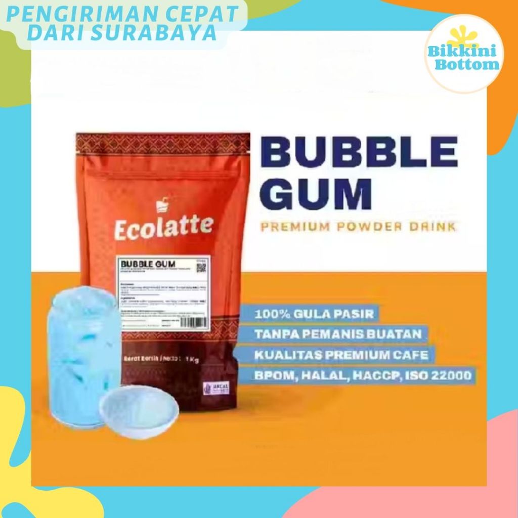 

Bubuk Minuman BUBBLEGUM Ecolatte Premium 1kg Bubuk Minuman Rasa BUBBLE GUM Powder Drink Halal