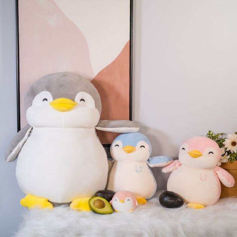 Miniso Grey Blue Penguin Big Size 43cm plush toy / Boneka berdiri pinguin
