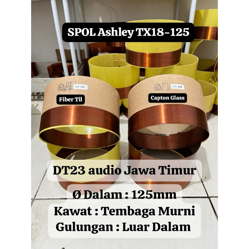Spull Speaker Ashley TX18-125 DT Music lilitan luar dalam / Spul Spool Voice Coil 125 mm (spol balap