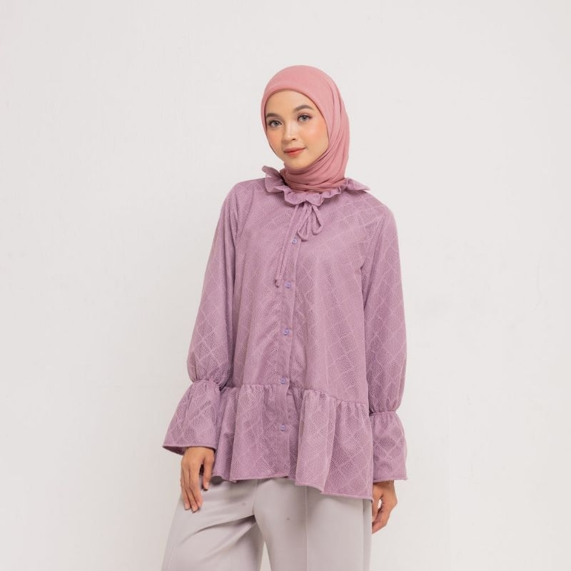Dauky M Tunic Lace Ruffles - Fashion Muslim Atasan Wanita Tunik Wanita Dewasa