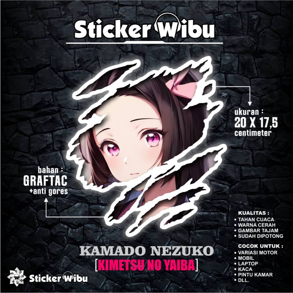 STIKER ANIME UNIVERSAL KAMADO NEZUKO ANIME UNTUK MOTOR.MOBIL PC LAPTOP  DLL. BISA CUSTOM GAMBAR LAIN