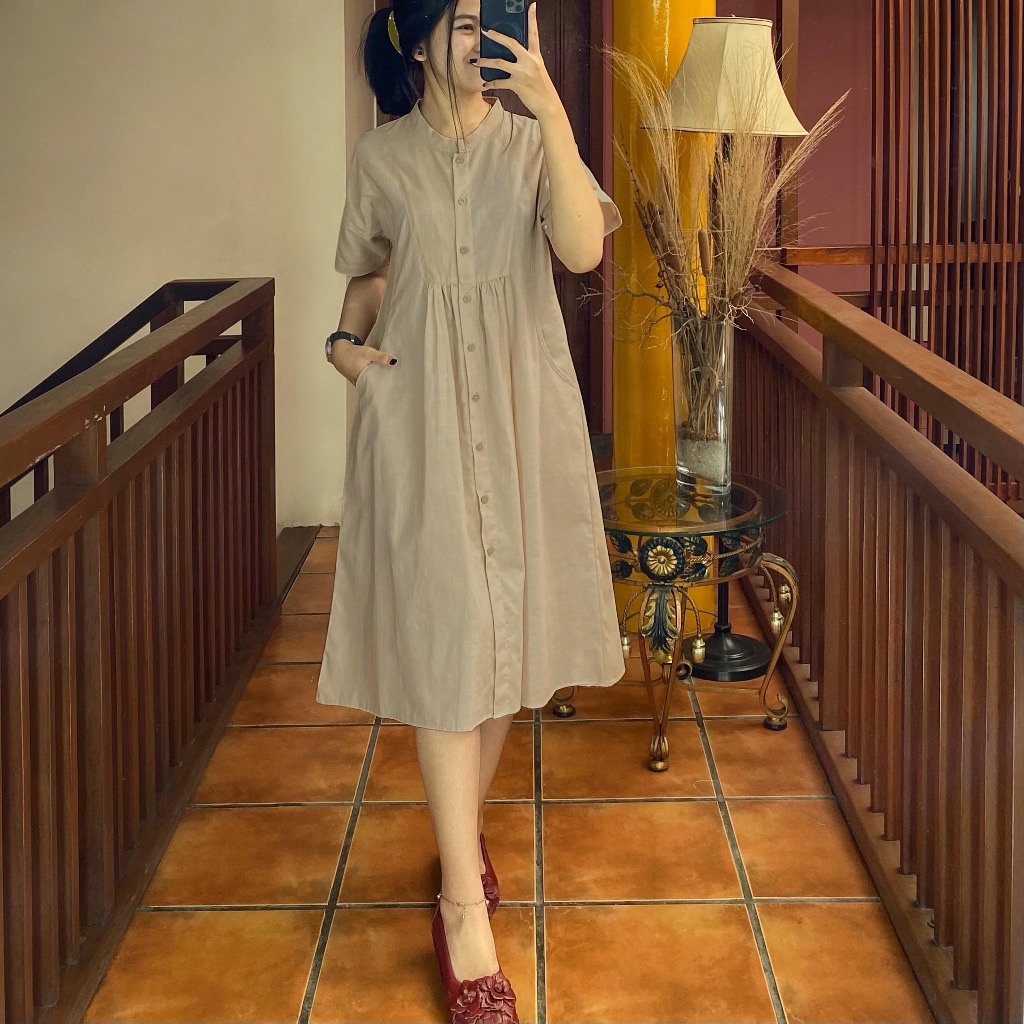 BAJUSAGALAYA - Tunik Lengan Pendek Kerut Kotak Dada