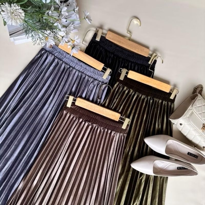 Rok plisket beludru Velvet Import premium - Rok plisket Bludru New