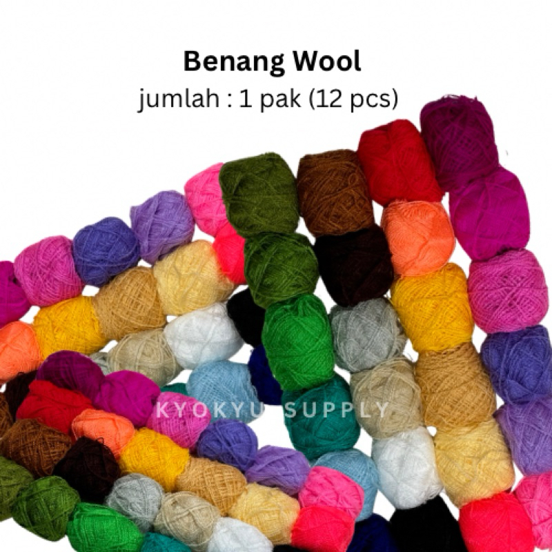 Benang wool / Benang wol / Rajut sulam / Siet yarn 12pcs