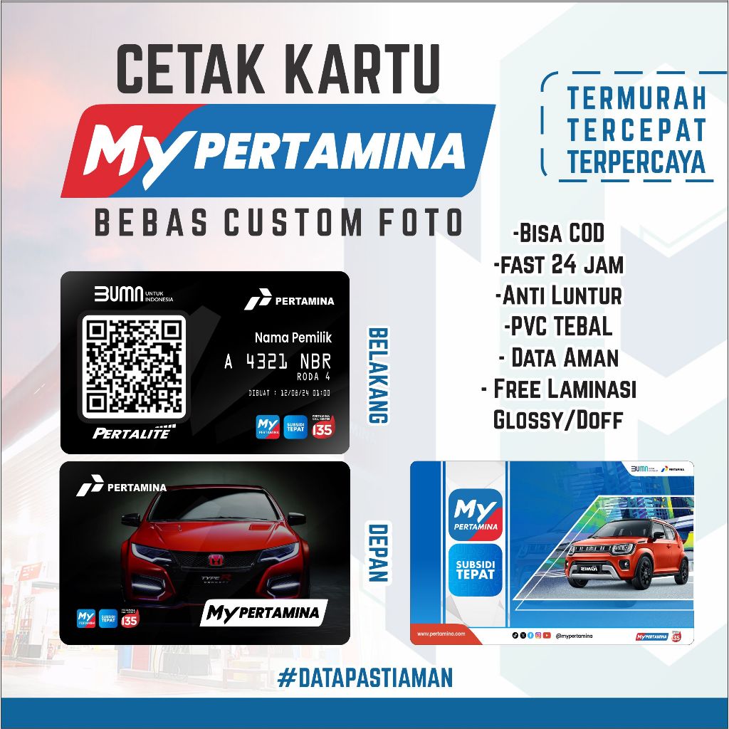 

Kartu MyPert Bahan PVC / ID card/Kartu Barcode Subsidi/Banyak Pilihan Desain