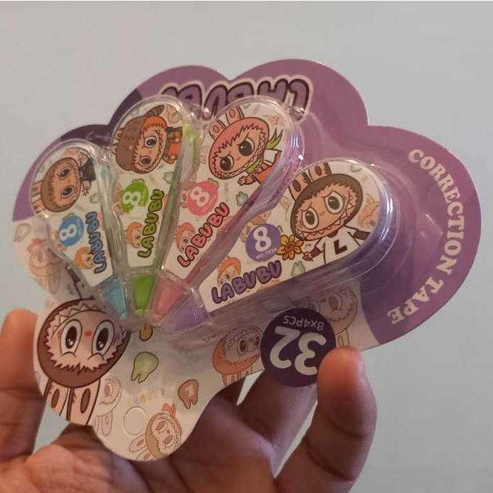 

Correction Tape Labubu 4 in 1 Tip Ex Kering Labubu 1 Set 4 pcs Tip X Kering Tape Labubu Lucu