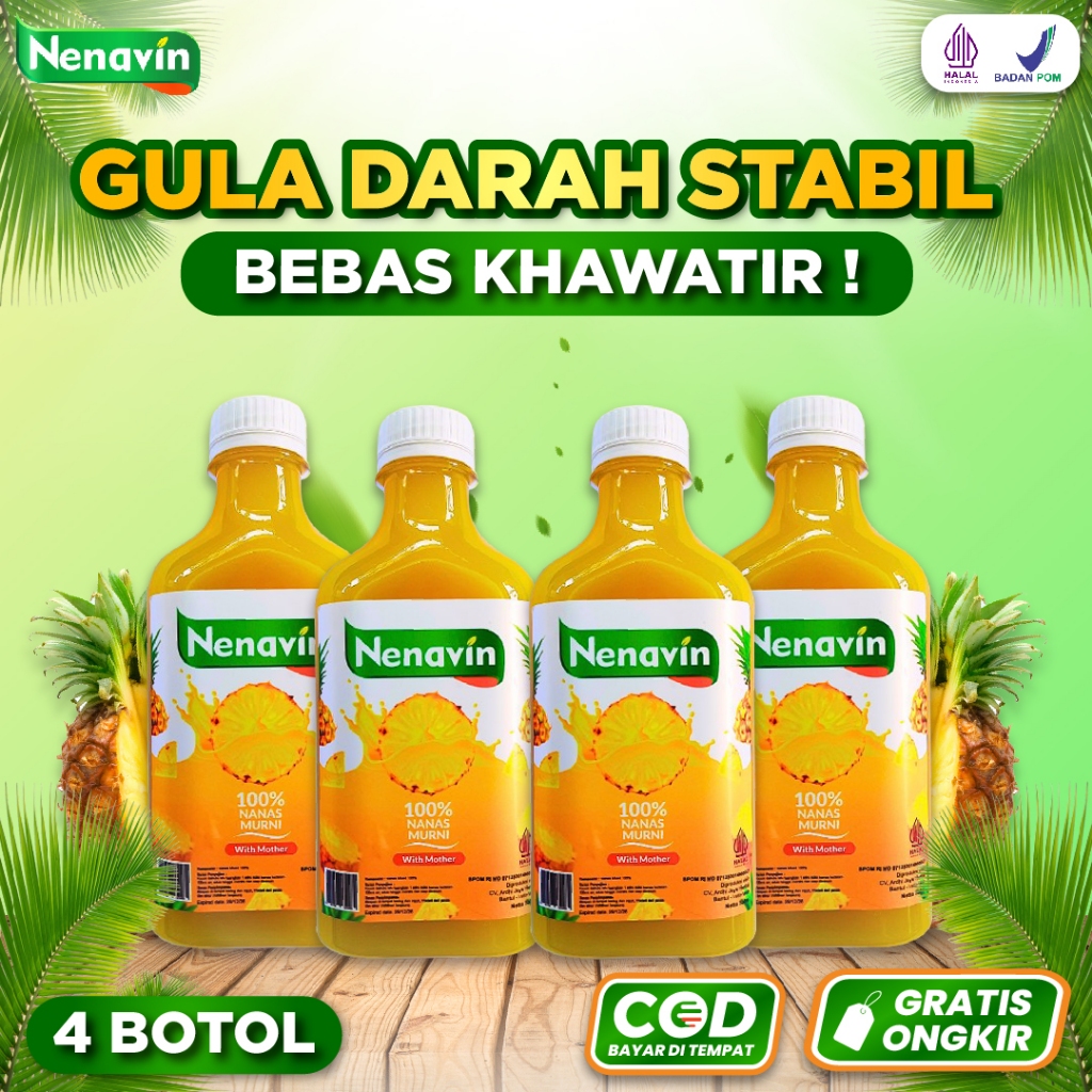 

Cuka Nanas NENAVIN Alami Ampuh Atasi Gula Darah 4 Botol