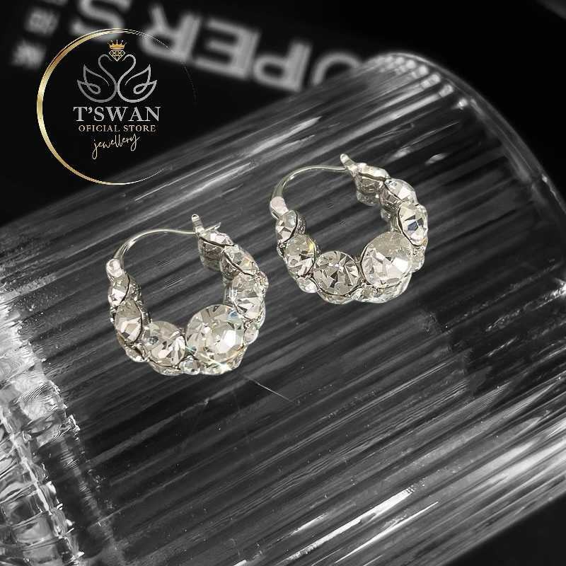 TSWAN-Anting Alexis Motif Berlian - Anting Klip Model Berlian - Anting Moissanite Berlapis S925