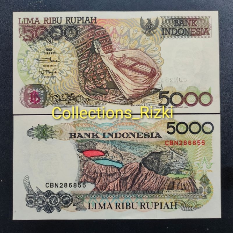 uang kuno 5000 rupiah sasando. lima ribu Sasando tahun 1992