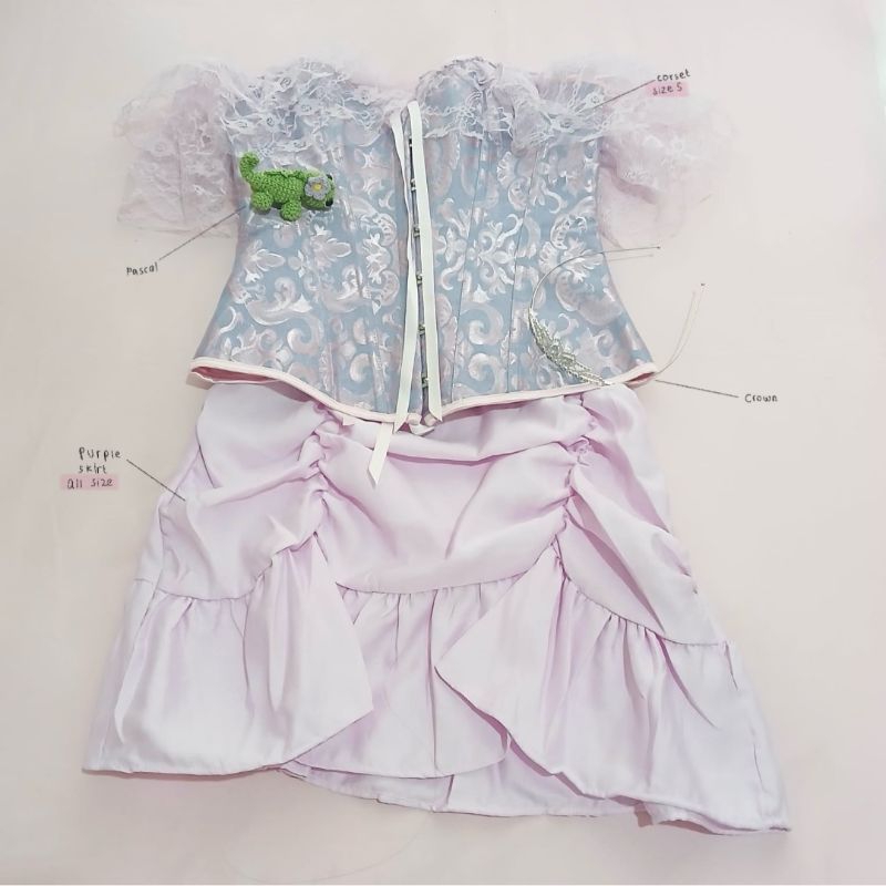 preloved rapunzel costum with purple corset inrush