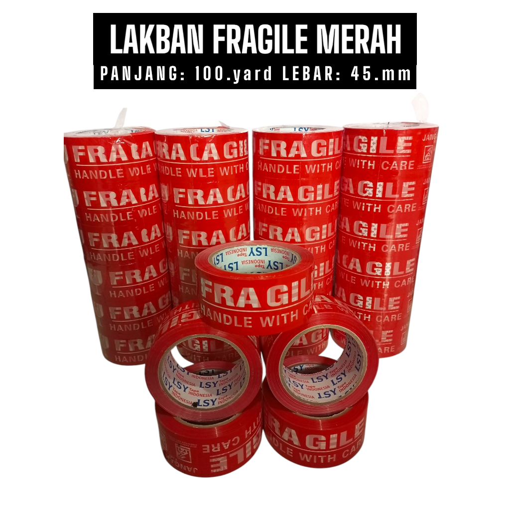 LAKBAN FRAGGILE MERAH 45.MM 100YARD MREK LSY