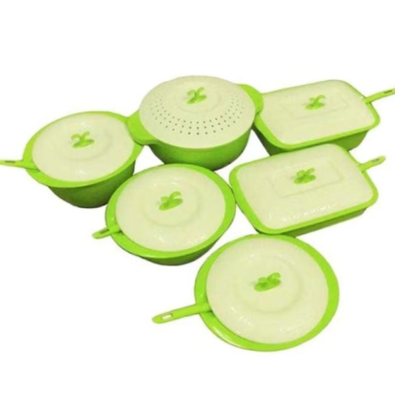Asvita Basi Bulat Emerold Sangku +Mangkok Segi +Sendok Plastik /Tempat Sayur Asvita