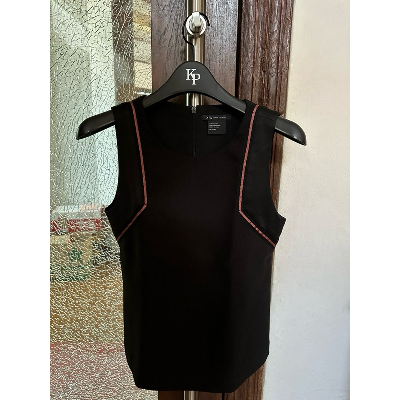 [READY] ARMANI EXCHANGE KAOS TANPA LENGAN BLOUSE HITAM WANITA BAJU
