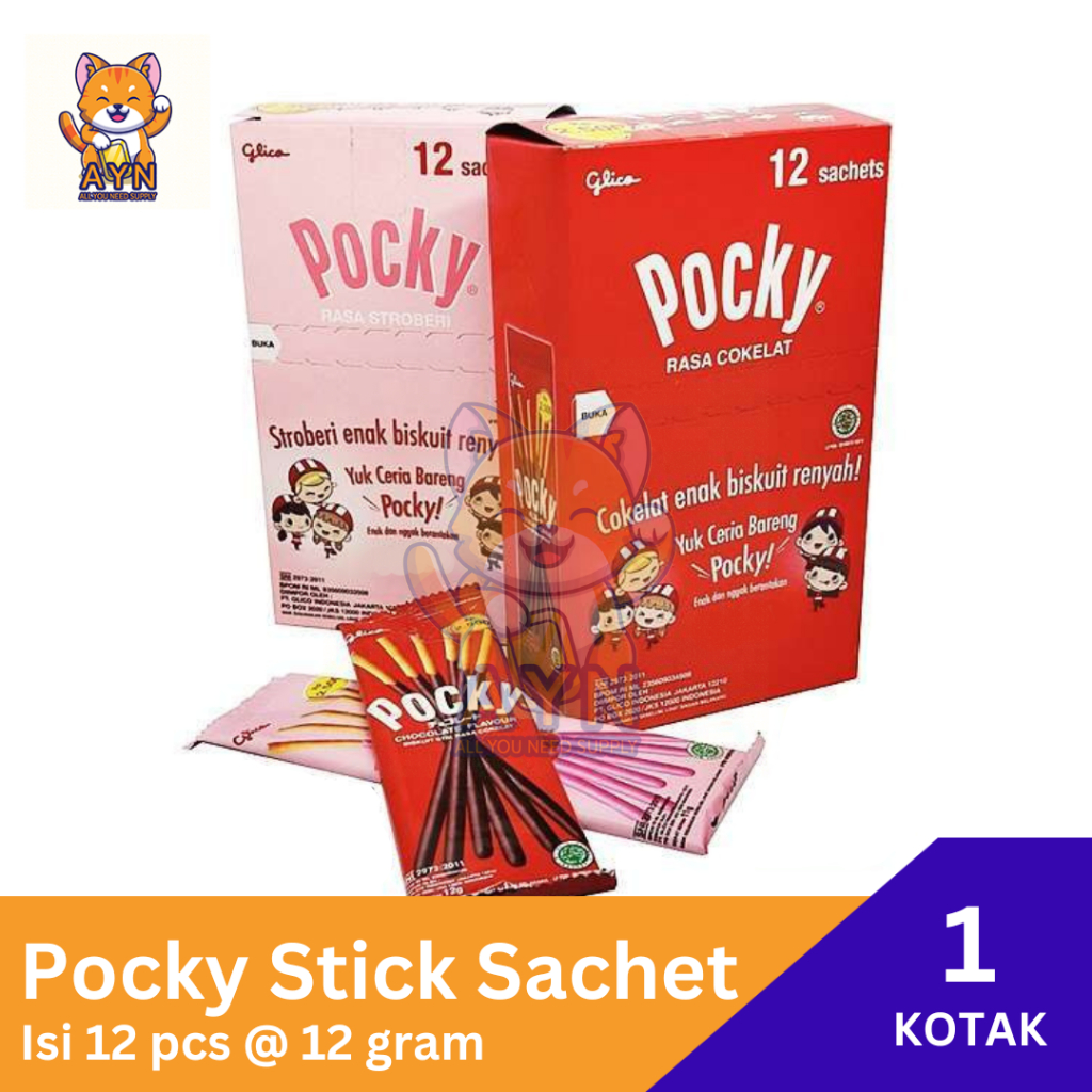 

Glico Pocky Stick Sachet Biskuit Stik 1 box isi 12 pcs