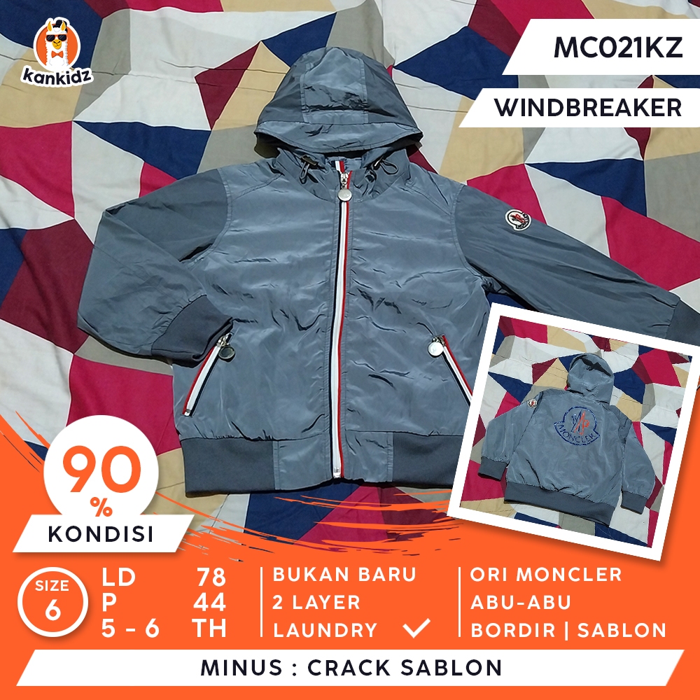 SIAP PAKAI | Jaket Anak Moncler Windbreaker | Abu Size 6