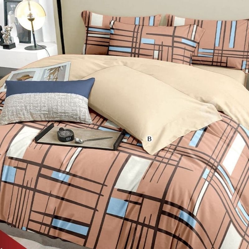 Sprei Hobart Coklat & Krem / Jahit Sprei Murah / Sprei Star Collection / Zleepi