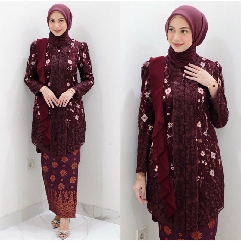 [SEWA] KEBAYA KARTINI BURGUNDY BY SARAH THE LABEL