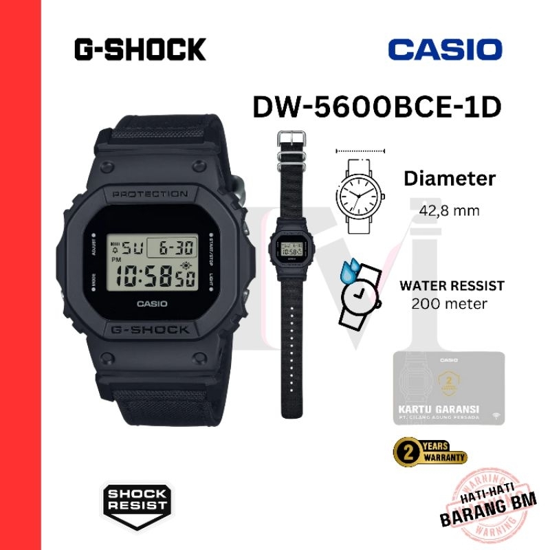 CASIO G-SHOCK DW-5600BCE-1D Jam Tangan Pria Original Digital Kanvas/Kain Sport Antiair DW-5600BCE-1D