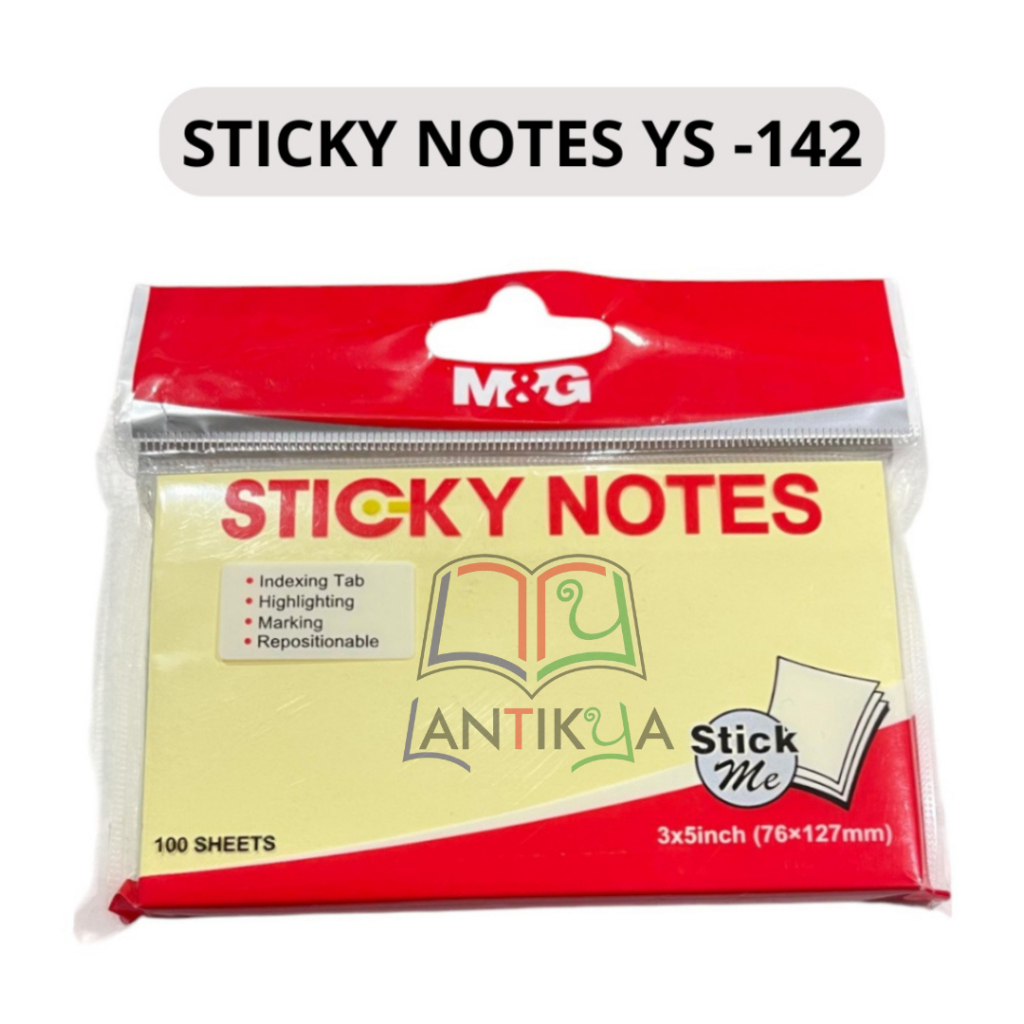 

STICKY NOTES YS-142 3X5Inch 76X127mm 100 SHEETS / MEMO TEMPEL / STICK NOTE
