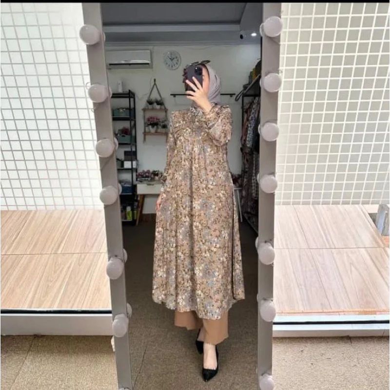 SET LONG TUNIK BUNGA