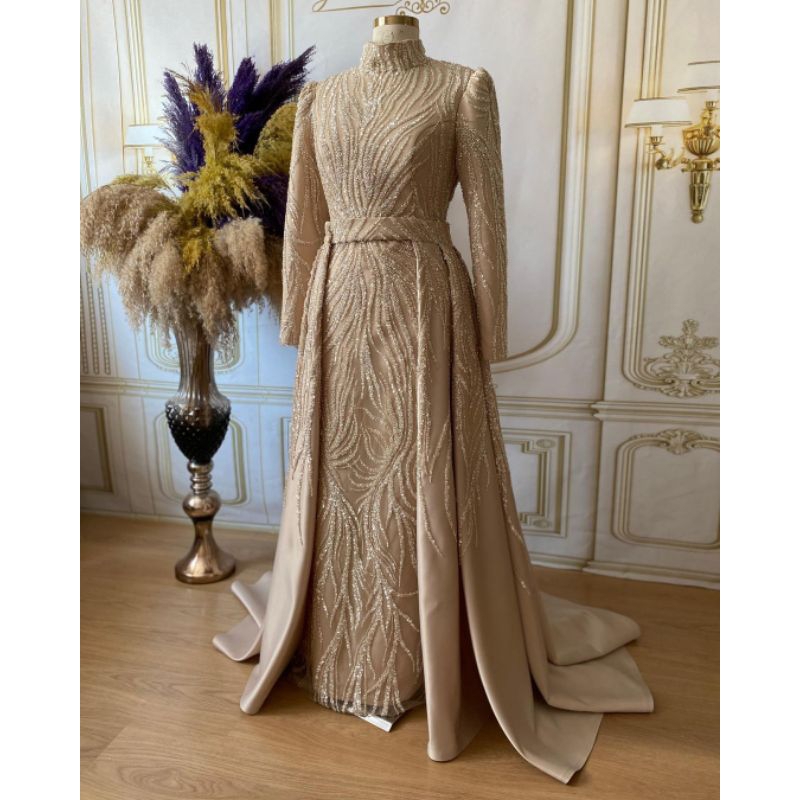 Gaun Pesta tile payet premium / Baju pesta // bridesmaid Wanita Dress Pengantin Mewah Panjang