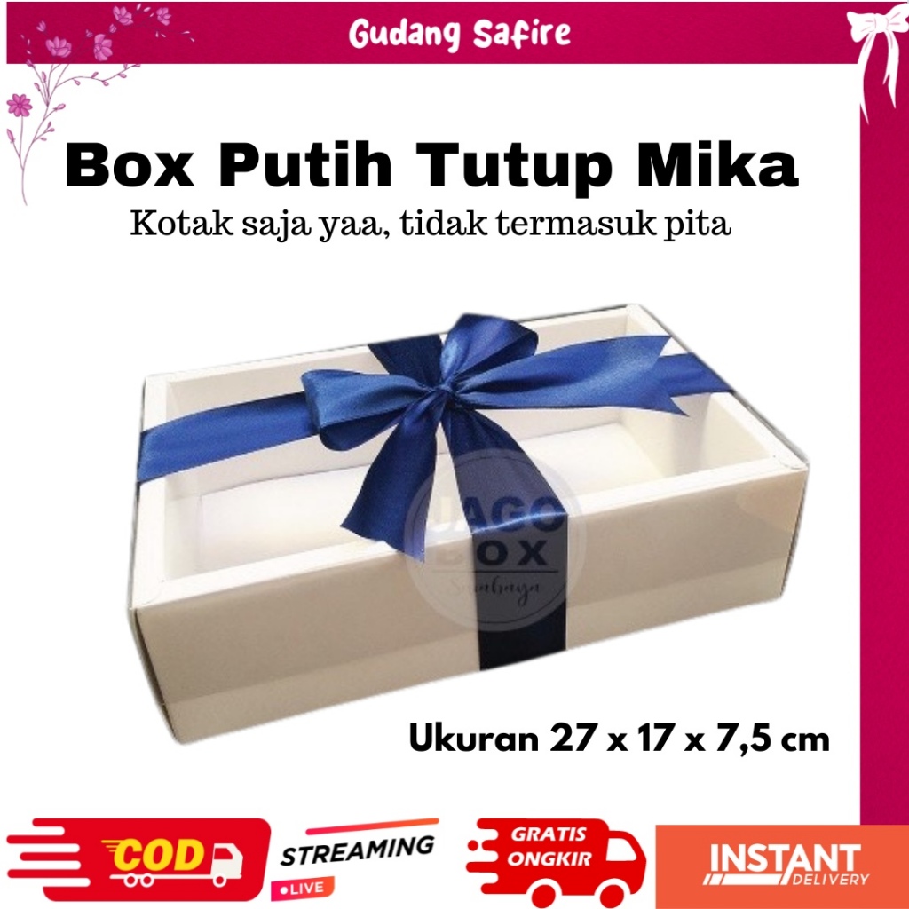 

Box Mika / Box Kue / Gift Box / Box Putih Mika / Box Kado Mika / Box Buket / Box Hampers Kreasi