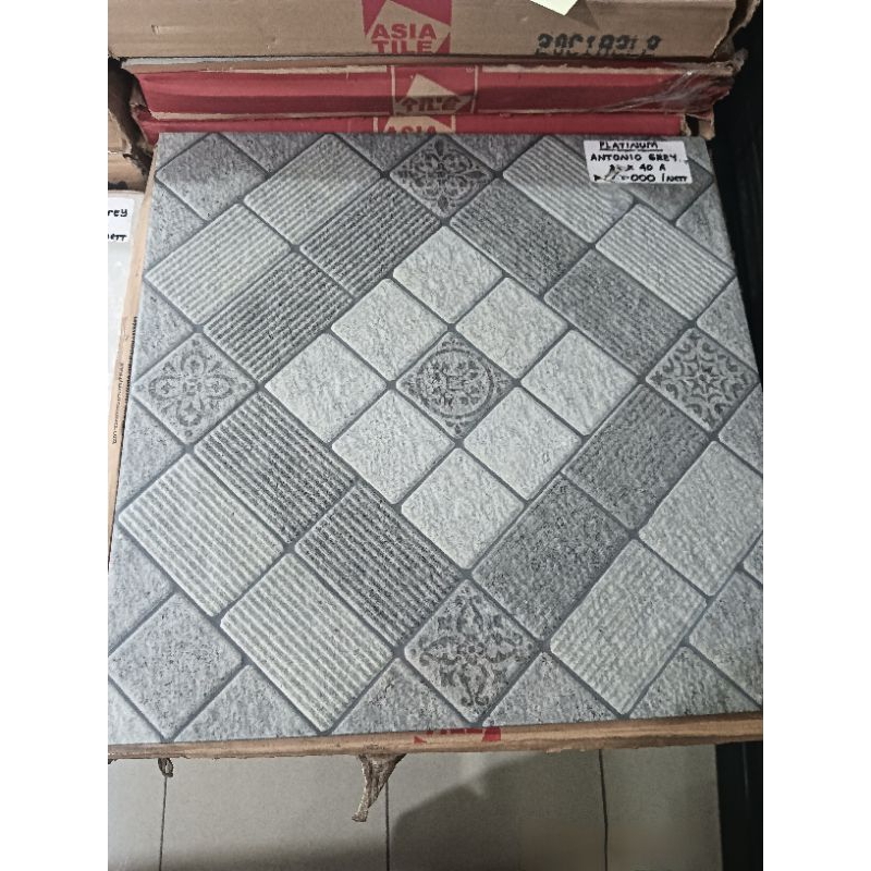 keramik Platinum Antonio Grey 40x40 kw1/dus (kasar timbul)