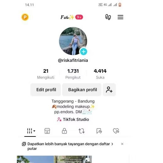 Akun tiktok 1,500 followers