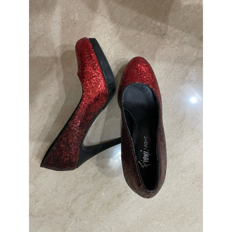 PRELOVED sepatu Payless red sparkly high heels merah glitter party pesta woman wanita shoes
