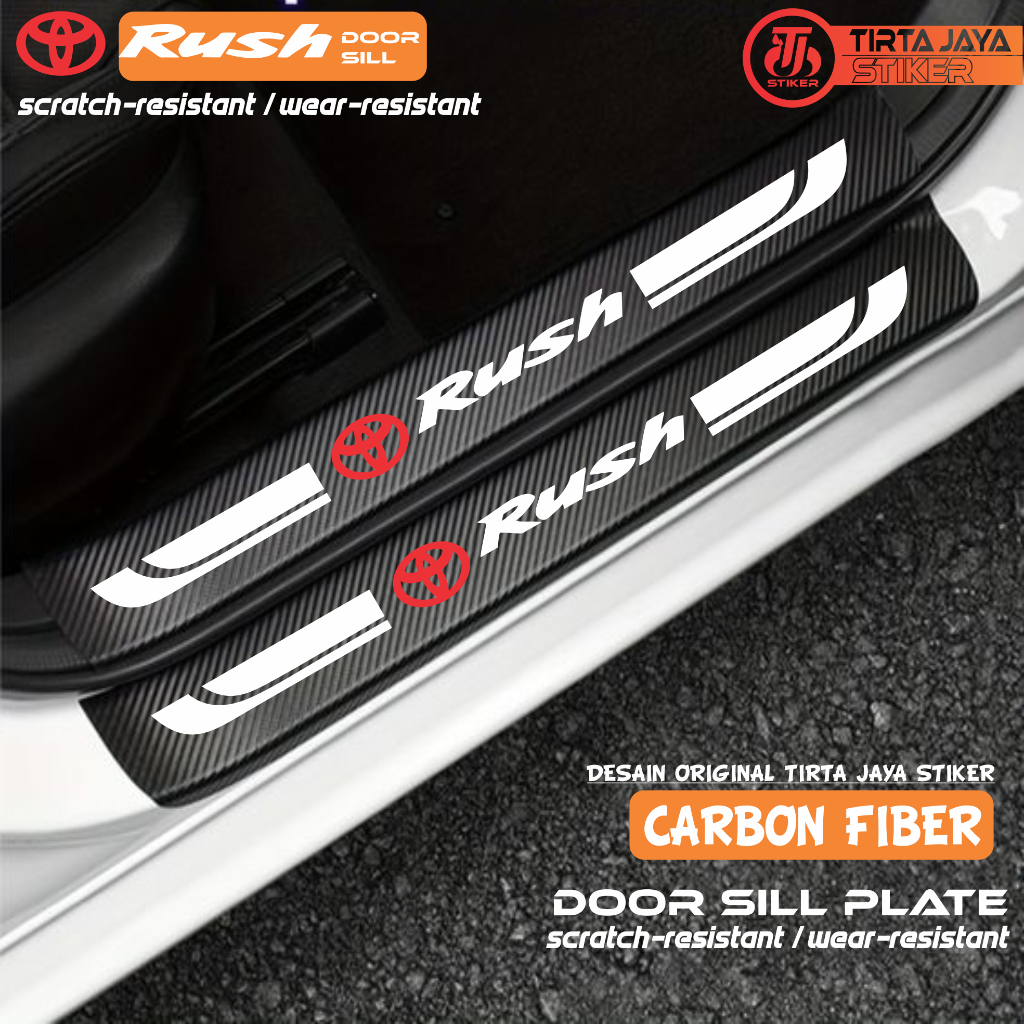 9pcs stiker sill plate carbon 3d mobil toyota rush stiker karbon 3d pelindung pijakan bumper bagasi 