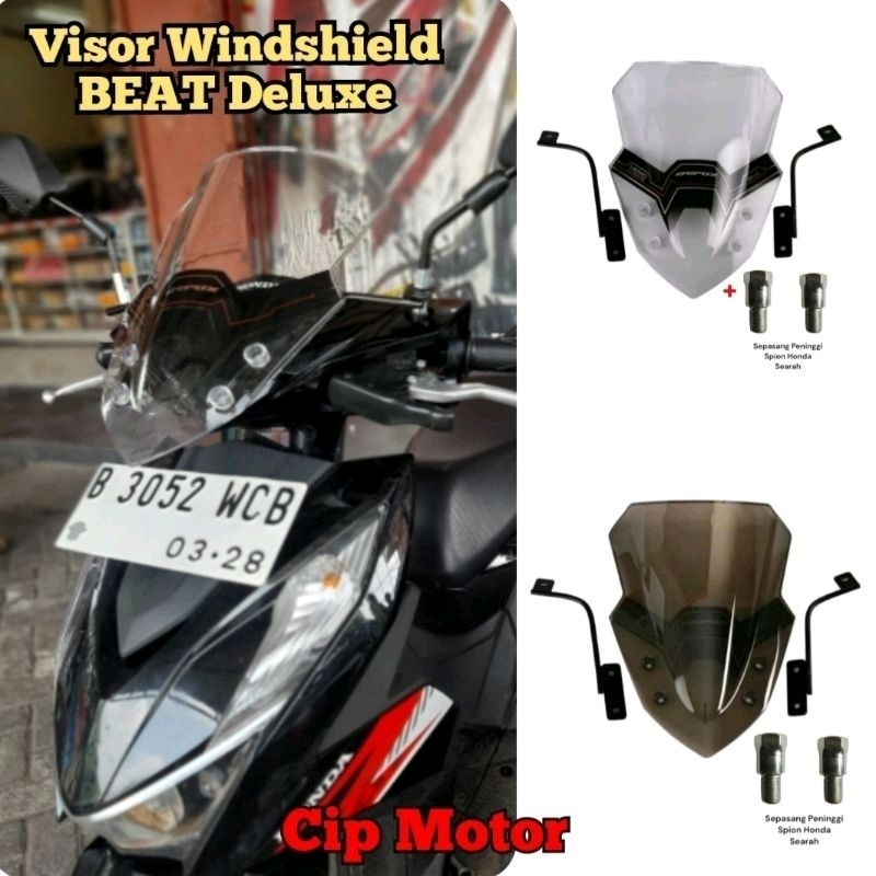 Visor Windshield Honda Beat Duluxe Beat Street Beat Fi tinggi free peninggi spion