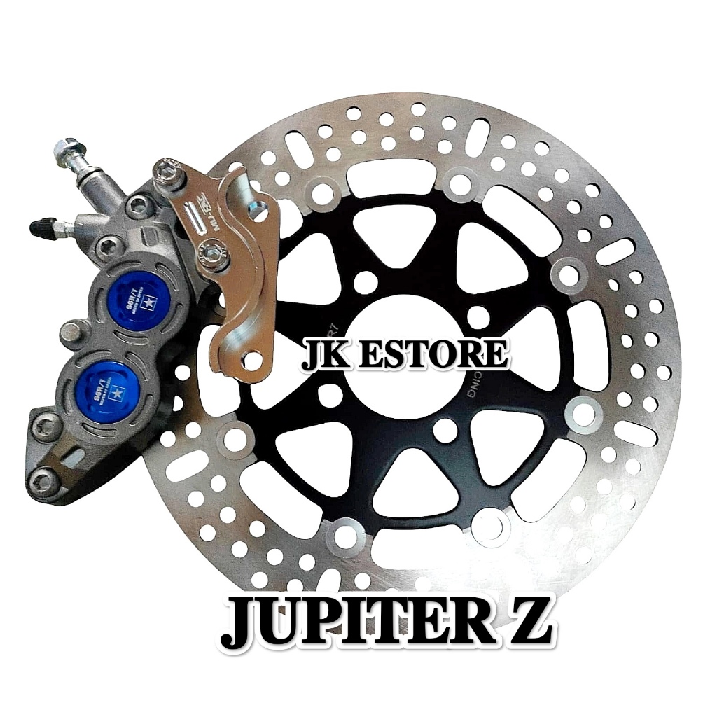 Paket Kaliper Bigpot 4 Piston + Baut Crome 2Pcs + Breket Bigpot Jupiter Z FIZR NOUVO
