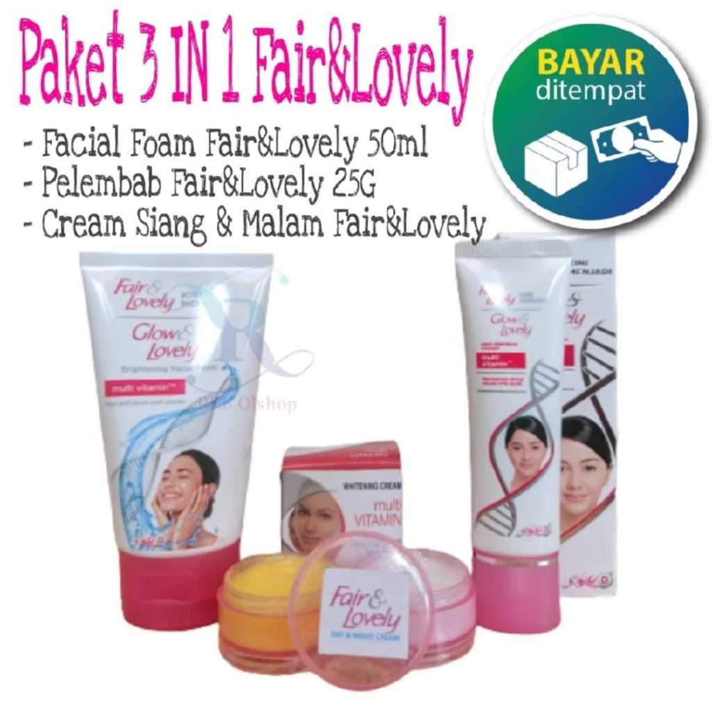 Paket Kecantikan Wajah Fair & Lovely 1 Set 3in1 - Facial Foam + Pelembab + Cream Siang & Malam