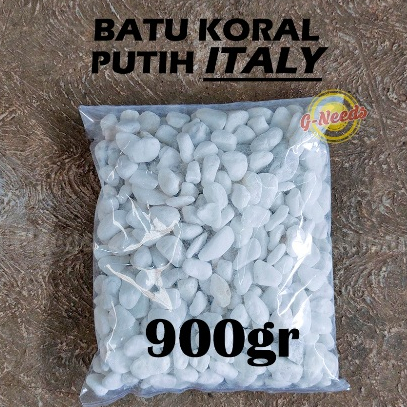 Batu Koral Putih Italy / Batu Taman Italy / Batu Hias Italy Import REPACK 900gr