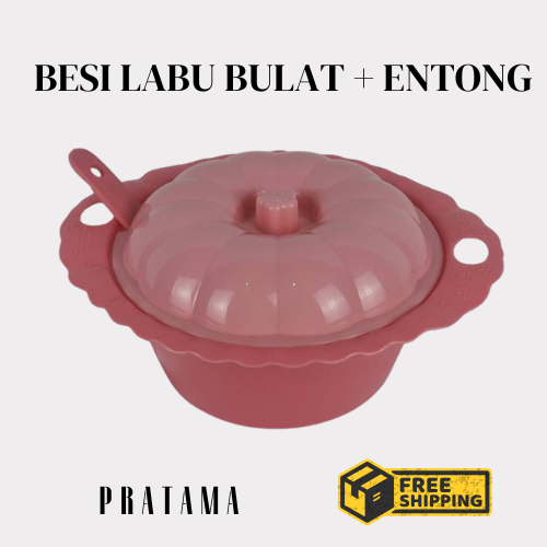 Wadah saji / Tempat sayur / Basi labu bulat + entong / Basi