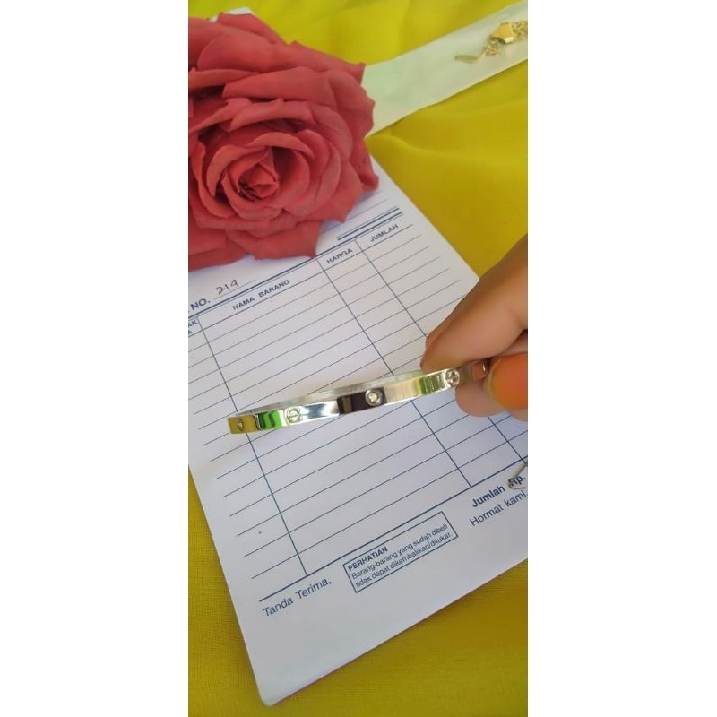 gelang silver titanium asli