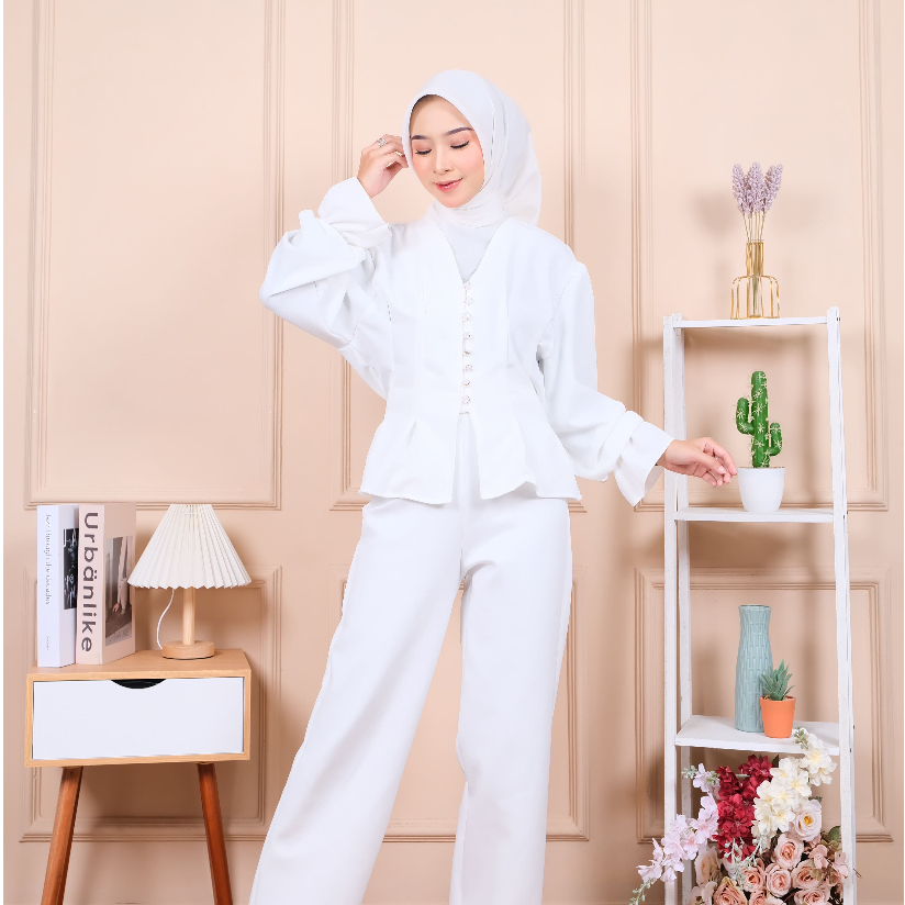 Larissa Blouse Wanita Korea / Atasan Kantor Wanita Kasual / Blouse Elegan Korea Hijab Friendly