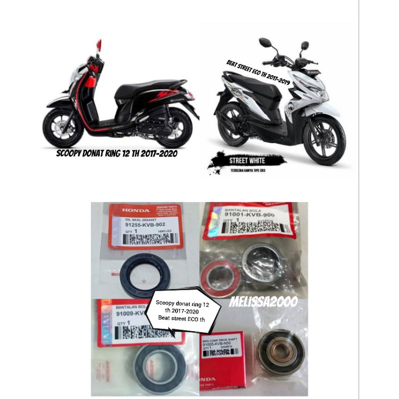 Bearing Roda belakang+Sil roda+Bearing pulley+Bearing bak cvt (4aitem) Honda Scoopy  donat ring 12 t