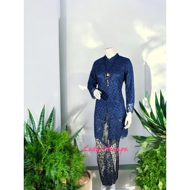 YNI Stelan dan atasan tunik brokat/tunik kerah sanghai/kebaya wisud/kebaya moderen